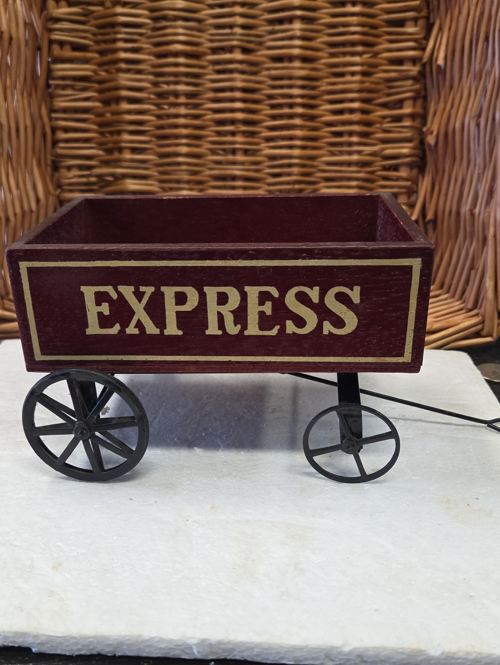 Vintage Express Burgundy Wood Decorative Wagon